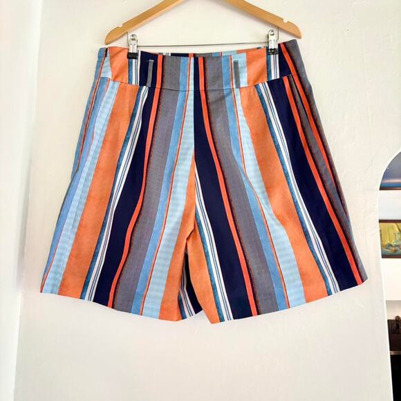 Akris Punto Blue & Orange Stripe Bermuda Shorts- Size 14 - Picture 3 of 7
